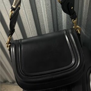 Zara Black Crossbody Bag with Gold Accents